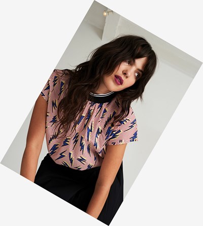 Fred Perry Amy Winehouse Foundation Lightning Print Top T Shirts & Toppe Dame Hvide | 364175-OID
