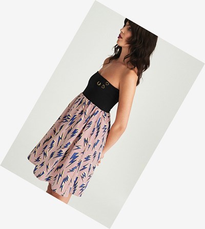 Fred Perry Amy Winehouse Foundation Lightning Print Kjole Dame Sort | 436891-DGN