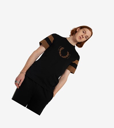 Fred Perry Bold Tipped T Shirts Herre Sort | 548761-QJV