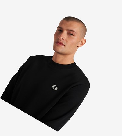 Fred Perry Crew Neck Sweatshirt Herre Sort | 603172-URJ
