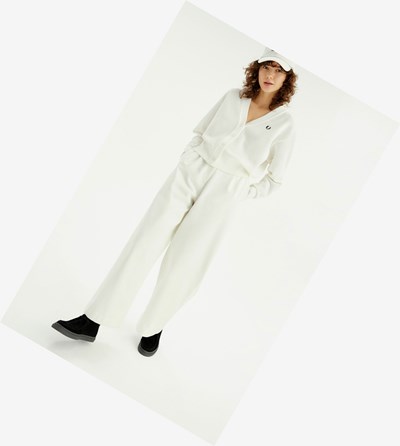 Fred Perry Cropped Brede Leg Trousers Bukser Dame Hvide | 613782-QUY