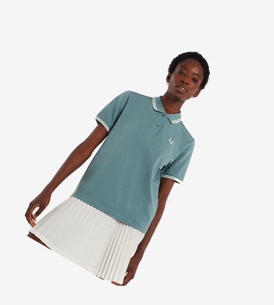 Fred Perry G3600 Polo Shirt Dame Grå Blå Hvide | 107684-YJH