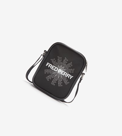 Fred Perry Grafisk Print Mini Side Bag Taske Herre Sort | 780613-FKO