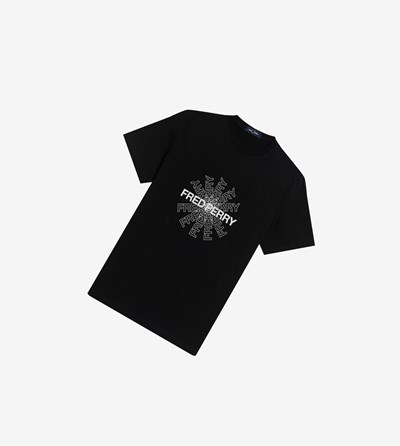 Fred Perry Grafisk T Shirts Herre Sort | 492687-OAL