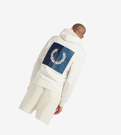 Fred Perry Laurel Wreath Hætte Sweatshirt Herre Hvide | 351608-SUY