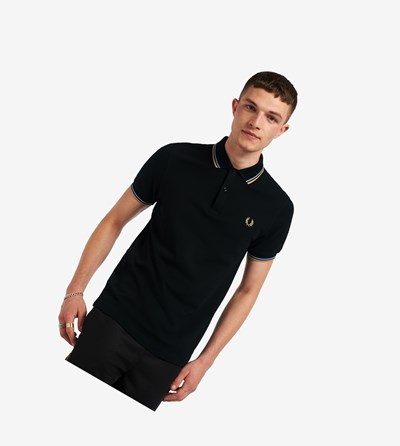 Fred Perry M3600 Polo Shirt Herre Sort Blå | 102768-YAB