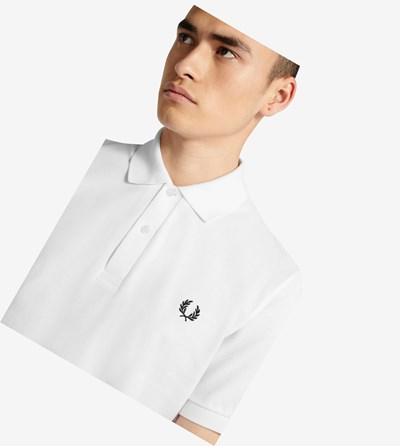 Fred Perry M3 Polo Shirt Herre Hvide Mørkeblå | 267190-SXZ