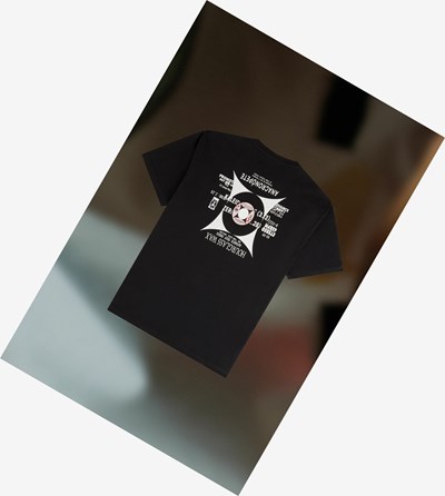 Fred Perry Raf Simons Oversized Printed T Shirts Herre Sort | 248390-AZF