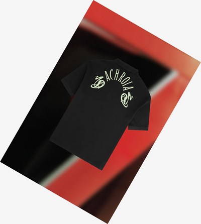 Fred Perry Raf Simons Oversized Printed Polo Shirt Herre Sort | 873601-VEY