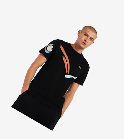 Fred Perry Reissues Abstract Bouncing Ball T Shirts Herre Sort | 954827-WIG