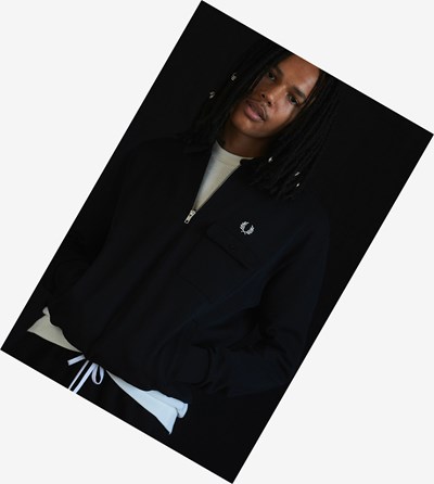 Fred Perry Reissues Pocket Detail Half Zip Sweatshirt Herre Sort | 784261-HQW
