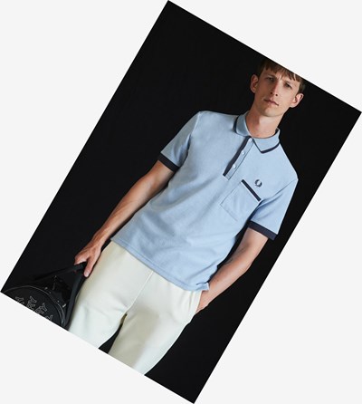 Fred Perry Reissues Towelling Polo Shirt Herre Blå | 718459-LMZ