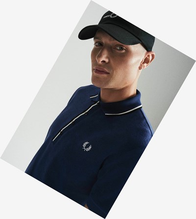 Fred Perry Reissues Towelling Twin Tipped Polo Shirt Herre Mørkeblå | 324860-TBF