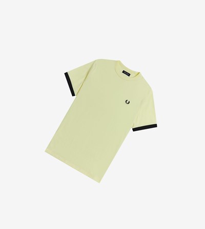 Fred Perry Ringer T Shirts Herre Gul | 468721-UFD