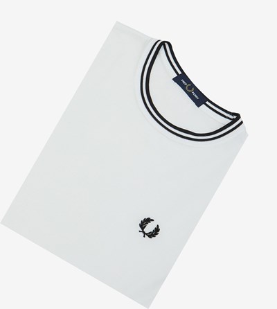 Fred Perry Twin Tipped T Shirts Herre Hvide | 187625-XWN